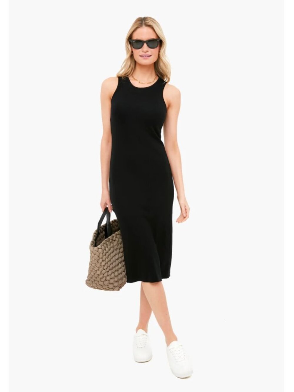 Marine Layer Lexi Rib Daytime Midi Dress in Black